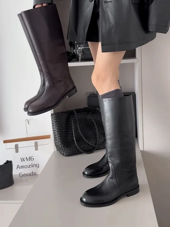 肖邦时装靴冬季高筒靴骑士女靴百搭平底长靴时尚女鞋膝下靴