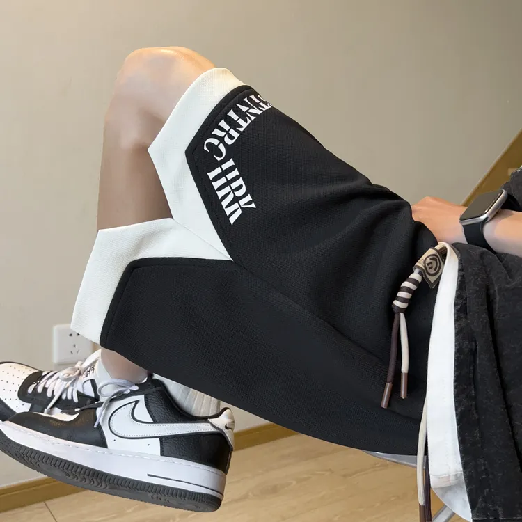 菠萝格休闲短裤男款夏季美式高街潮牌重磅运动裤青少年五分沙滩裤