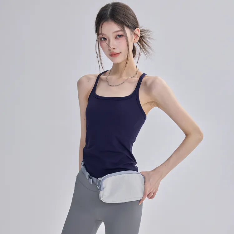 云端贝壳带胸垫运动内衣女工字吊带瑜伽背心上衣速干训练流光风