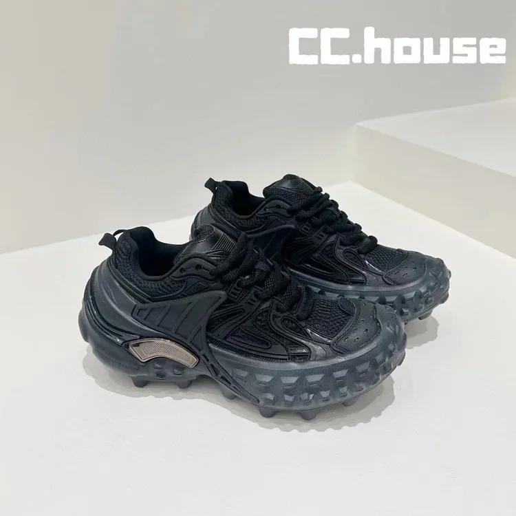 2025新款榴莲鞋女低帮厚底老爹鞋小个子系带休闲鞋网红增高情侣鞋