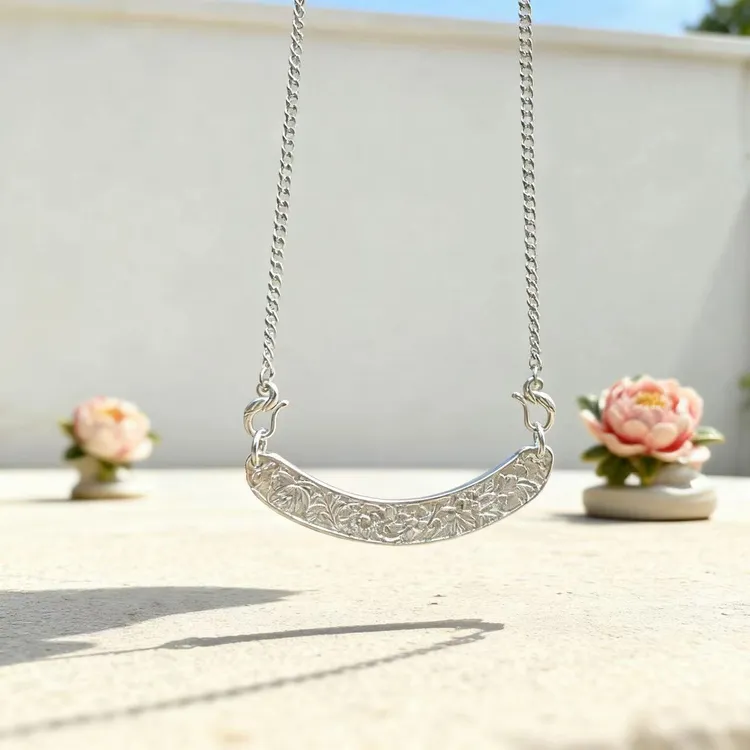 泰光银楼 坠链均足银 999阿海设计牡丹花吊坠套链手工时尚女款