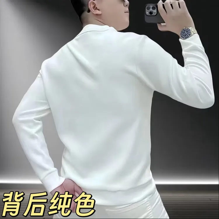 2025秋季新款圆领男士美式印花卫衣套头潮流男装休闲百搭打底长袖