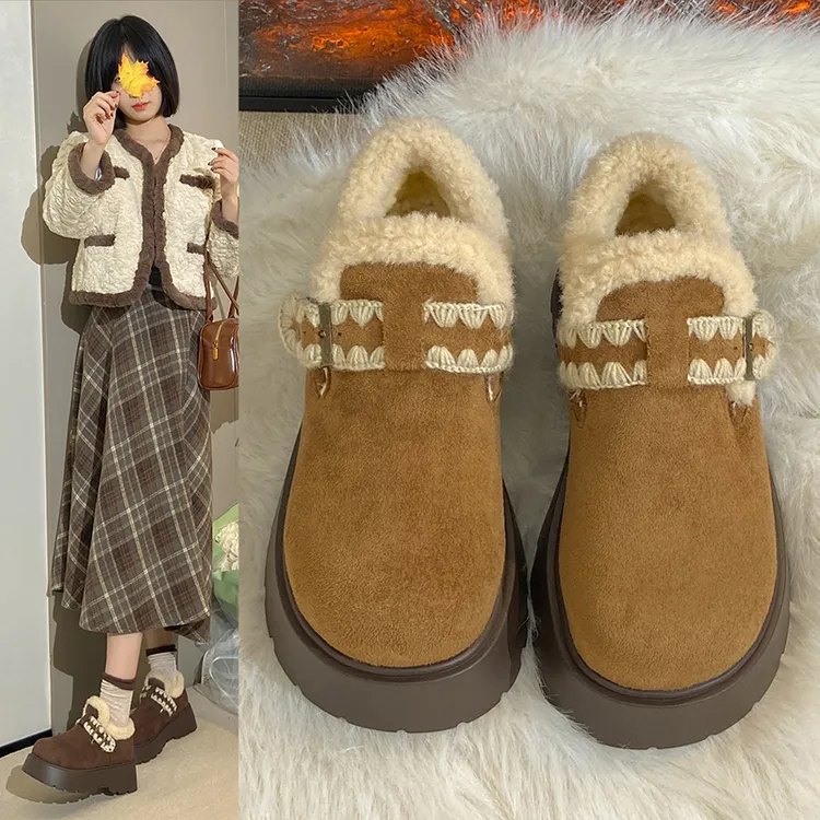 厚底勃肯鞋女款2025新款冬季加绒加厚保暖棉鞋防滑软底防寒雪地靴