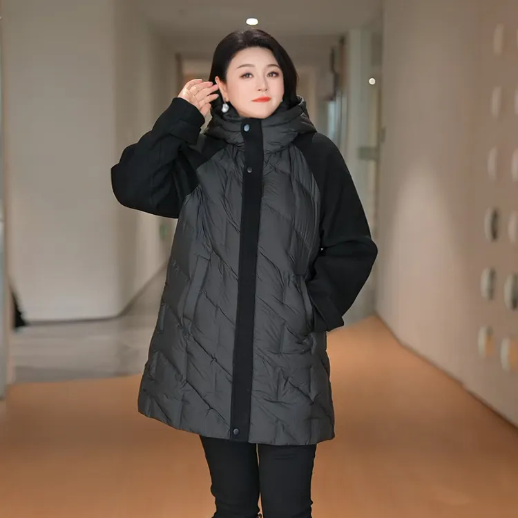 现货MsShe大码女装2025新款【90白鸭绒】双面呢羽绒外套J~M2510011