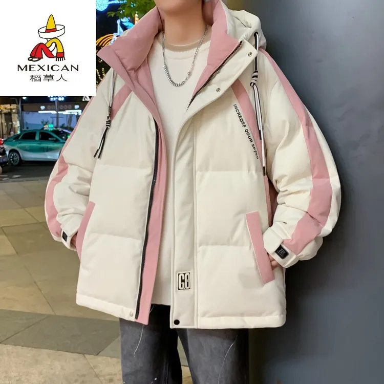 稻草人羽绒服男士宽松冬季外套2025新款潮牌港风棉衣青少年加厚连