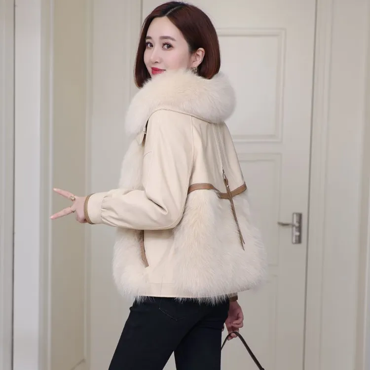 冬季新款皮草狐狸毛外套显瘦百搭绵羊皮时尚加厚女装保暖皮毛一体