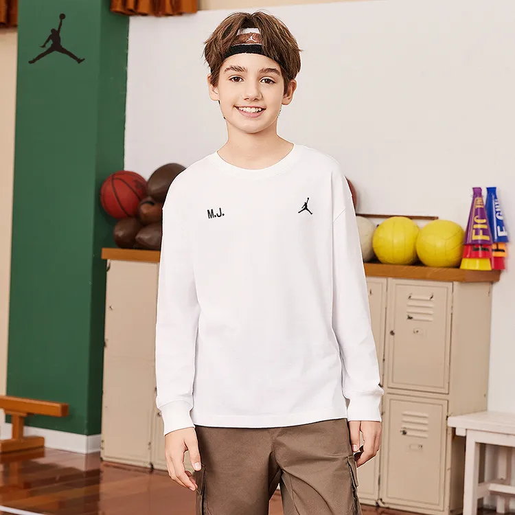 AIR JORDAN儿童男女童装长袖T恤春秋季纯棉休闲宽松印花运动D258