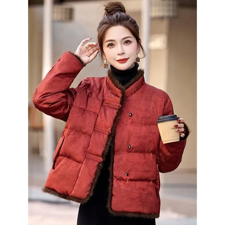 啄木鳥新中式国风衣服女2025秋冬季高级感覆古提花新款潮牌女装