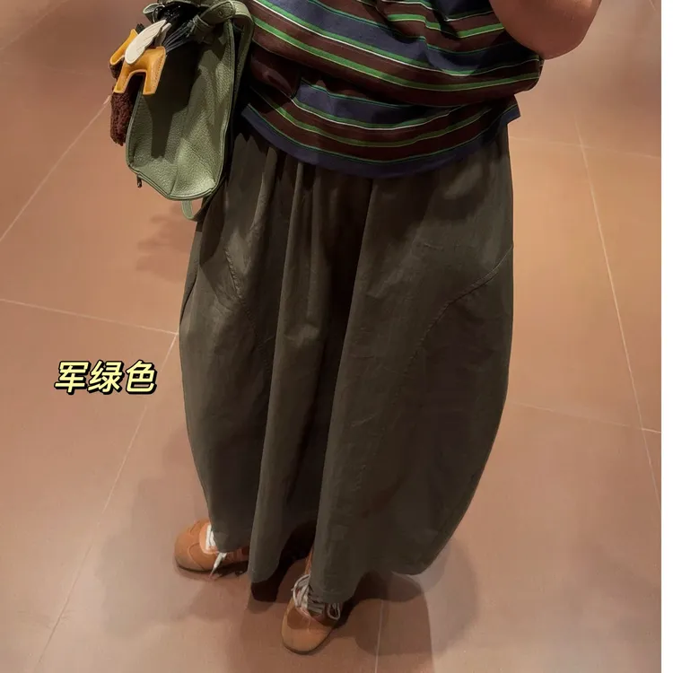 【About June】工装裙夏季松紧休闲显瘦城市游牧风军绿小众工装半裙