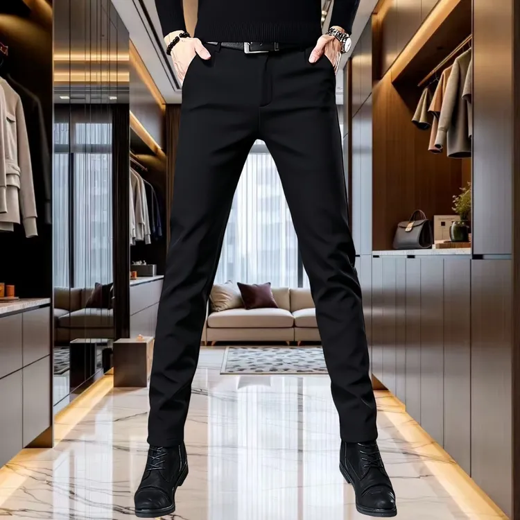 JEEP2025高档男士商务休闲裤子男款百搭潮牌黑色长裤修身小脚西裤