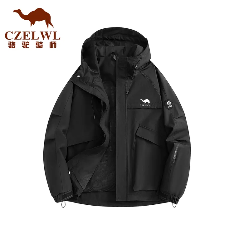 骆驼骑师系列冲锋衣秋冬季男夹克连帽冲锋衣男生外套休闲男生外套