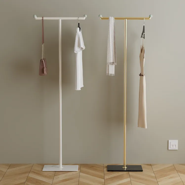 现代轻奢家用落地式挂衣架简易卧室天平设计收纳衣帽架玄关置物架