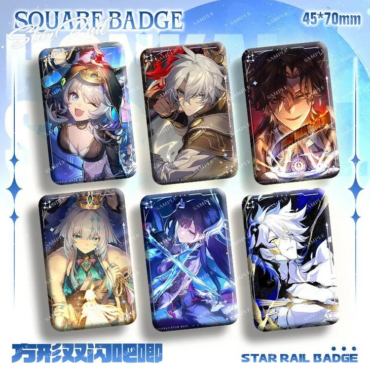 星铁长方形双闪徽章吧唧遐蝶白厄昔涟二次元游戏周边谷子收藏挂件