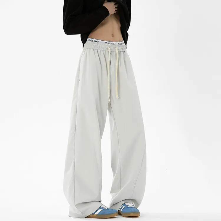 cleanfit纯色休闲西裤男春季垂感大码潮牌痞帅宽松直筒阔腿长裤子