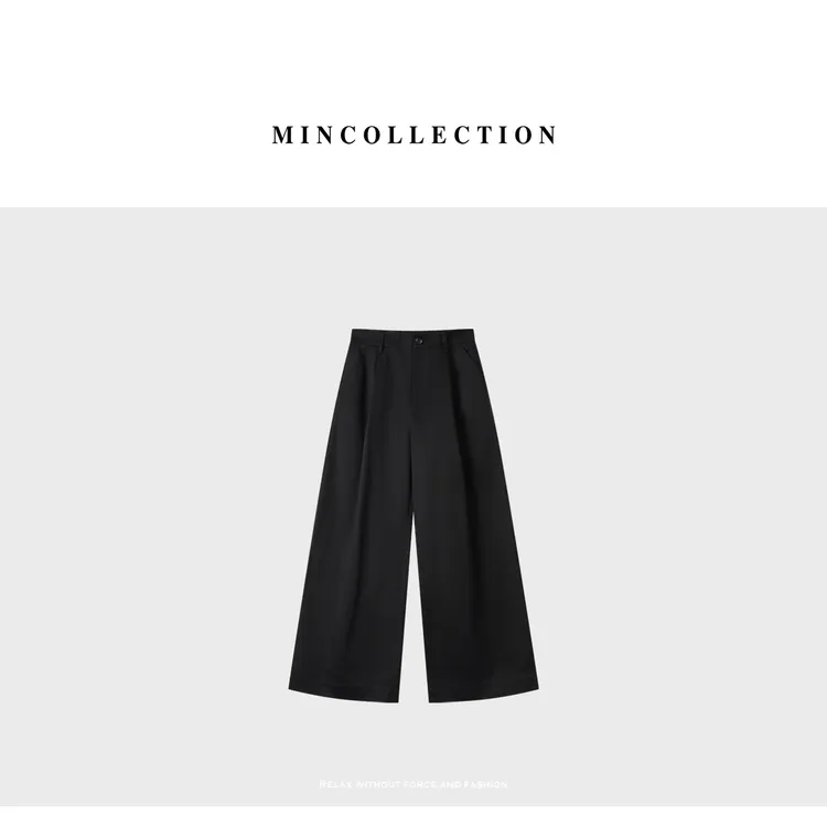 DE Mincollection半松紧压褶裤/日系山本风显瘦水洗棉休闲裤40359