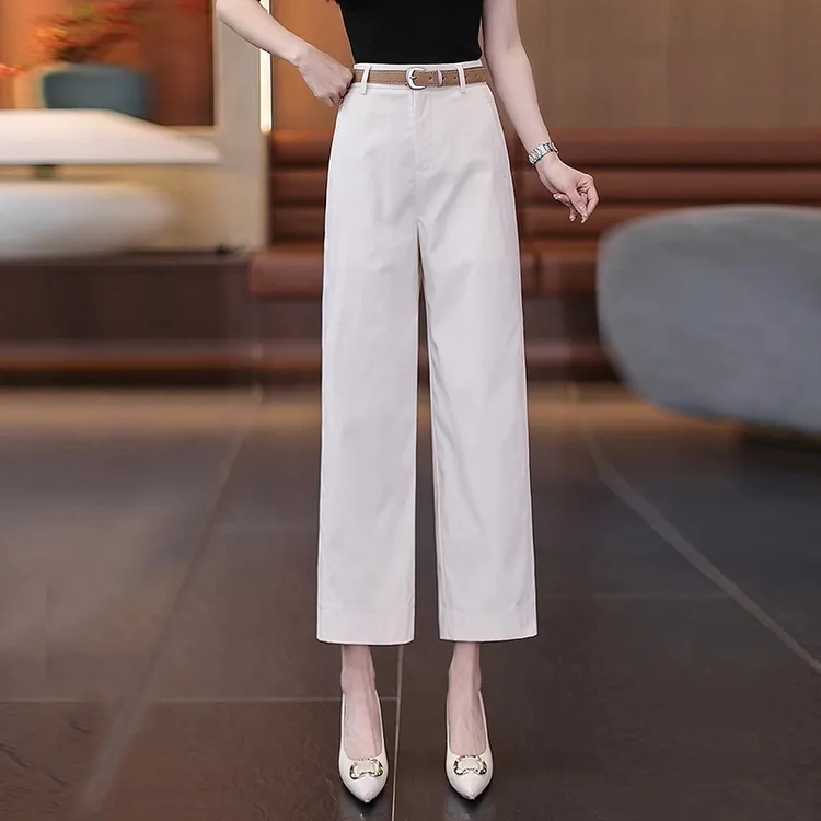 西装阔腿裤女夏季薄款2025新款高腰垂感九分裤休闲宽松窄版直筒裤