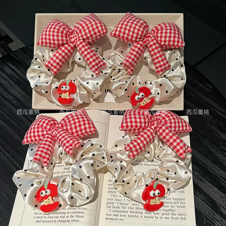 韩系甜美立体蝴蝶结丸子头绳大肠发圈高级感半扎发饰马尾发绳头花