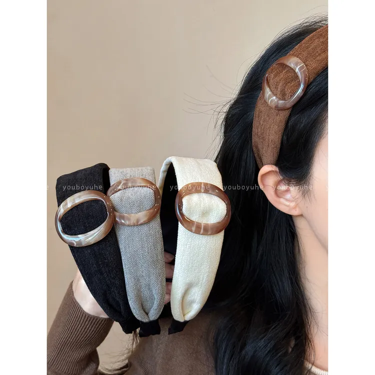 美拉德圆环宽边绒面发箍女高级感洋气时尚头箍日常外戴复古发饰品