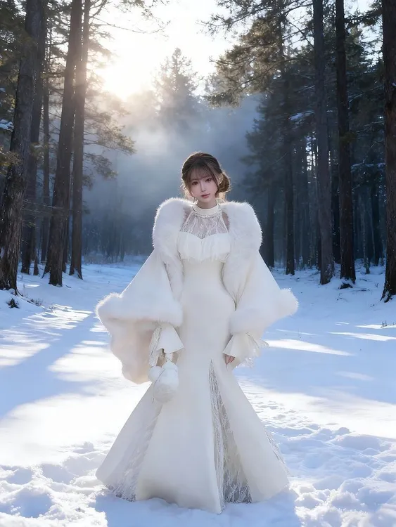 冬日法式气质富家千金显瘦披肩斗篷蕾丝连衣裙收腰修身鱼尾长裙子