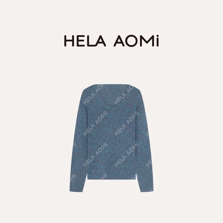 HELA AOMI “花纱蜜熊”绵羊毛兔毛花纱复古套头针织衫CY5CM33581