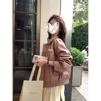 甜简约百搭立领皮衣外套女2025新款高级感机车服