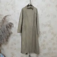 麂皮质感女式百搭时尚长款风衣外套气质