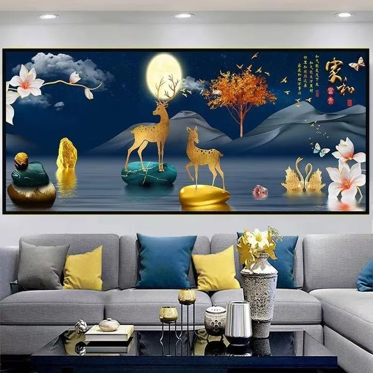现代简约轻奢客厅自粘装饰画可用于沙发背景墙与办公室装饰