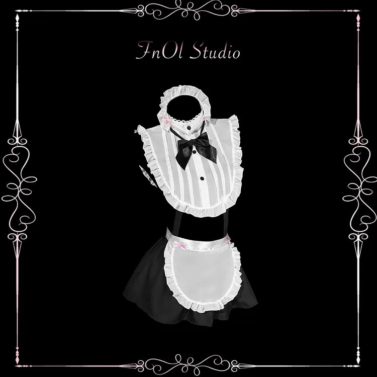 「FnOl Studio」女仆咖啡 黑白纯欲性感睡裙镂空cos女仆情侣约会女 