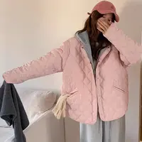 2025冬季新款假两件可拆卸两件套女装菱格轻薄棉服保暖棉衣外套