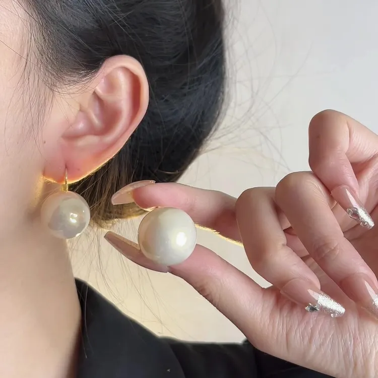 铜合金仿珍珠耳饰 复古港风豆豆珍珠耳环气质高级感耳钉时尚耳扣