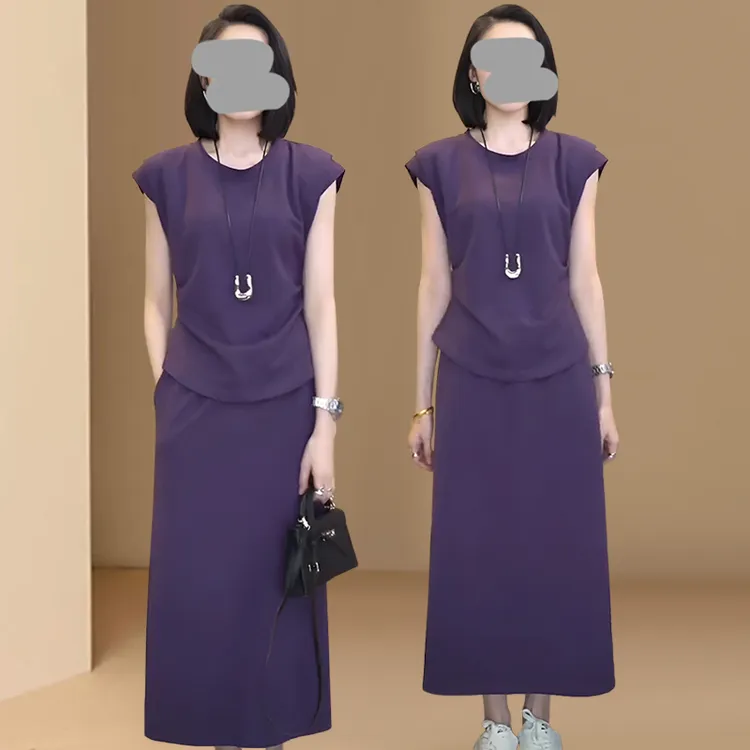 小个子时尚套装裙女士休闲短袖T恤夏季新款圆领小衫半身裙一整套