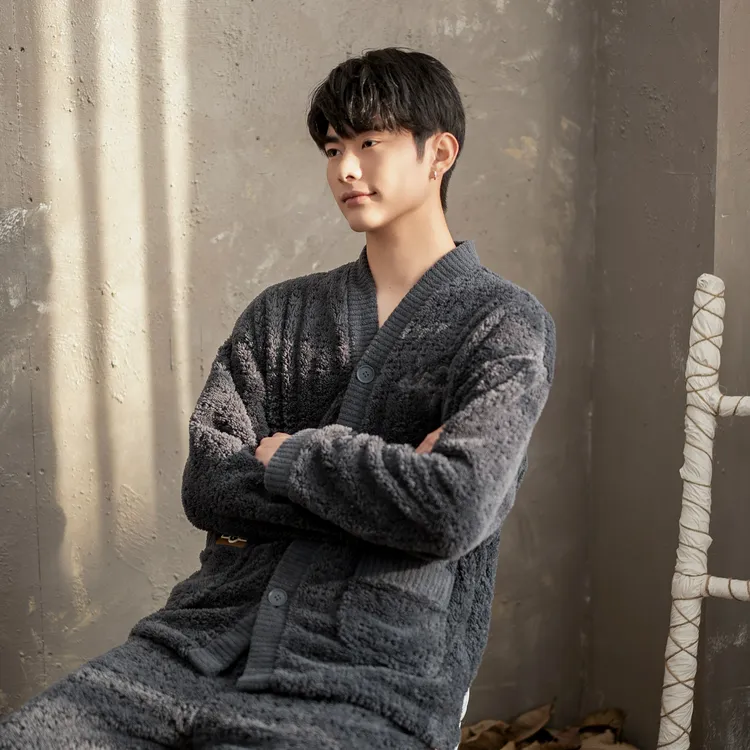 【男士专属】情侣秋冬加绒保暖舒棉绒睡衣男女简约冬季厚睡衣家居服