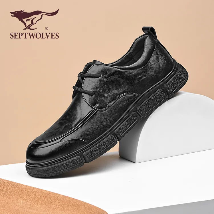 七匹狼男鞋2025新款秋季头层牛皮休闲皮鞋男款商务正装中年爸爸鞋