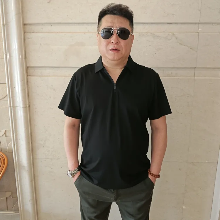 男士夏季纯色轻奢加肥加大码商务休闲男POLO衫大码男装翻领男装DS