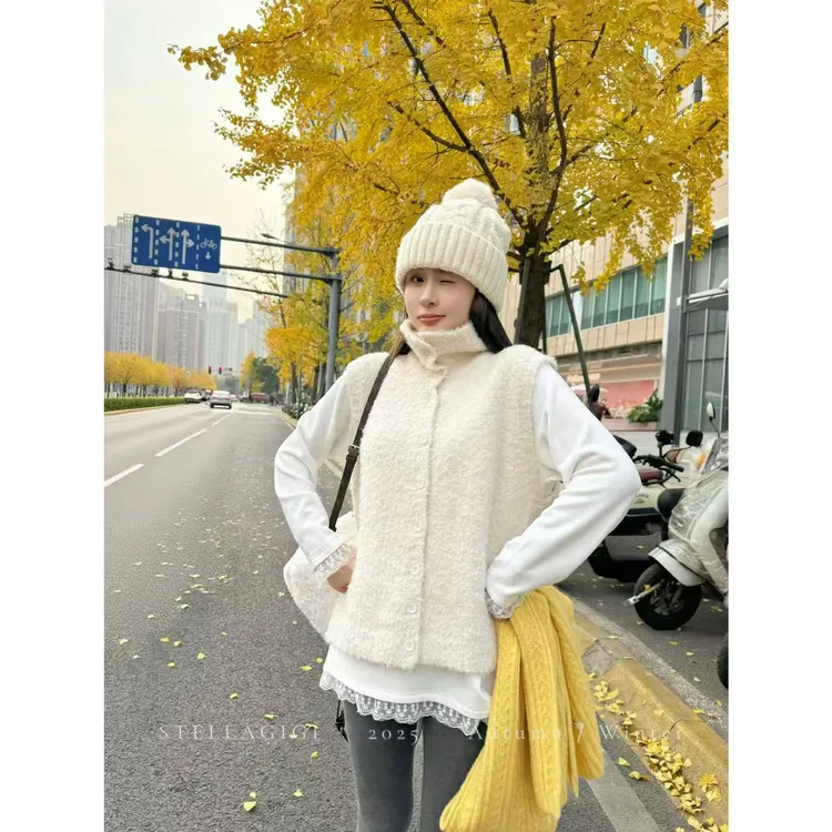 SG / 郭幂幂 AW 回归首播 韩系慵懒立领毛织开衫马甲MJ-20253018