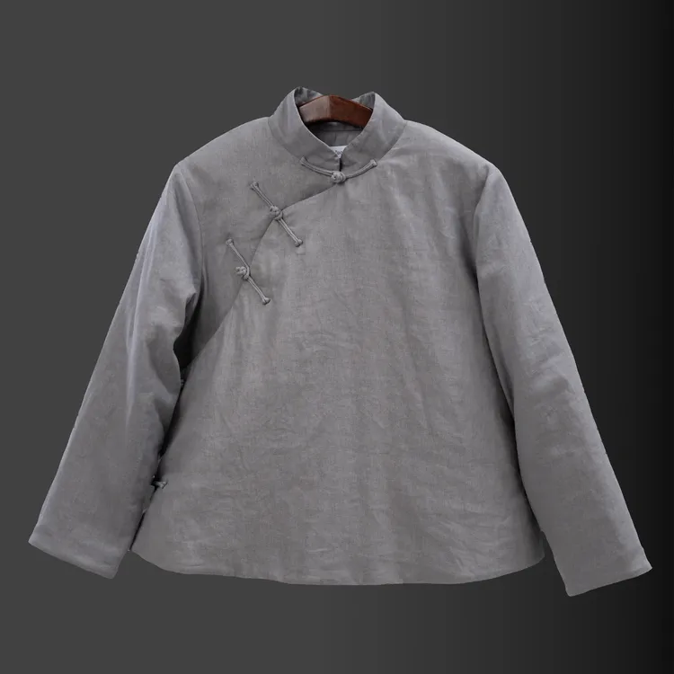 落点厚款宽松棉服民族风长袖薄款中式清冷系禅意国风新中式女装