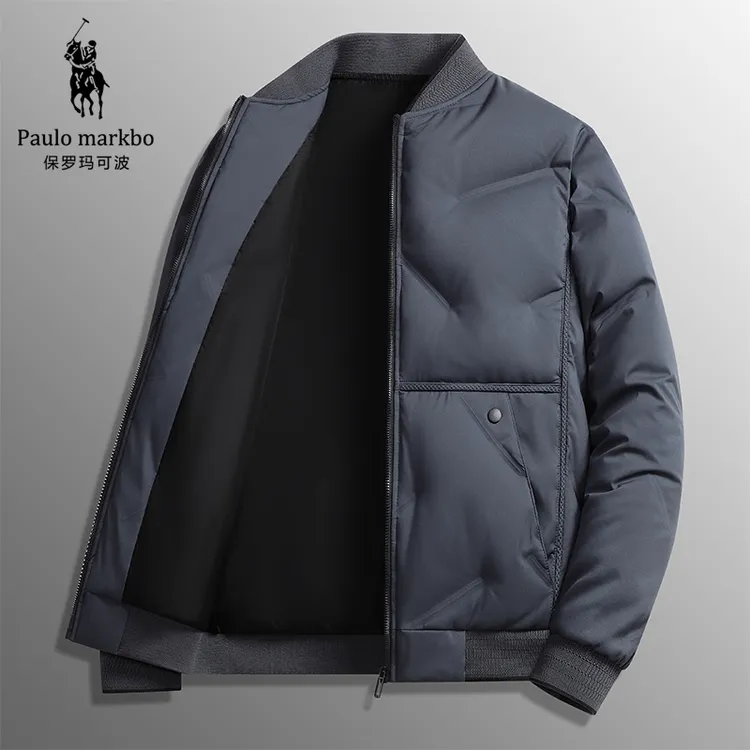 保罗秋冬爆款保暖棉衣男士加厚防风抗寒棒球领轻薄休闲男士外套