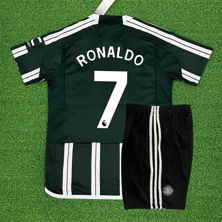 曼联客场球衣加纳乔C罗球衣儿童成人运动速干套装男童足球服套装