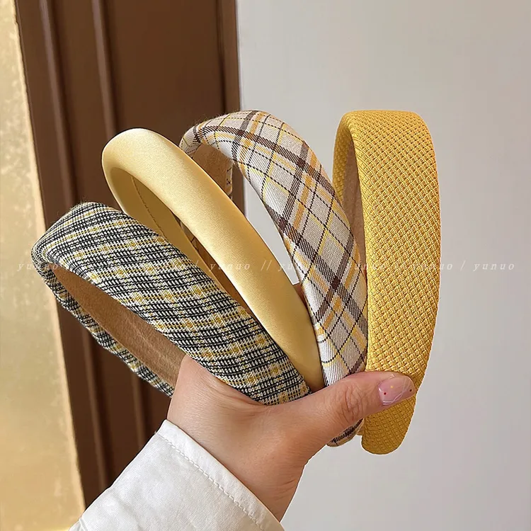 非镶嵌夏日活力~黄色系高颅顶宽边发卡头箍2025新款洗脸压发头箍