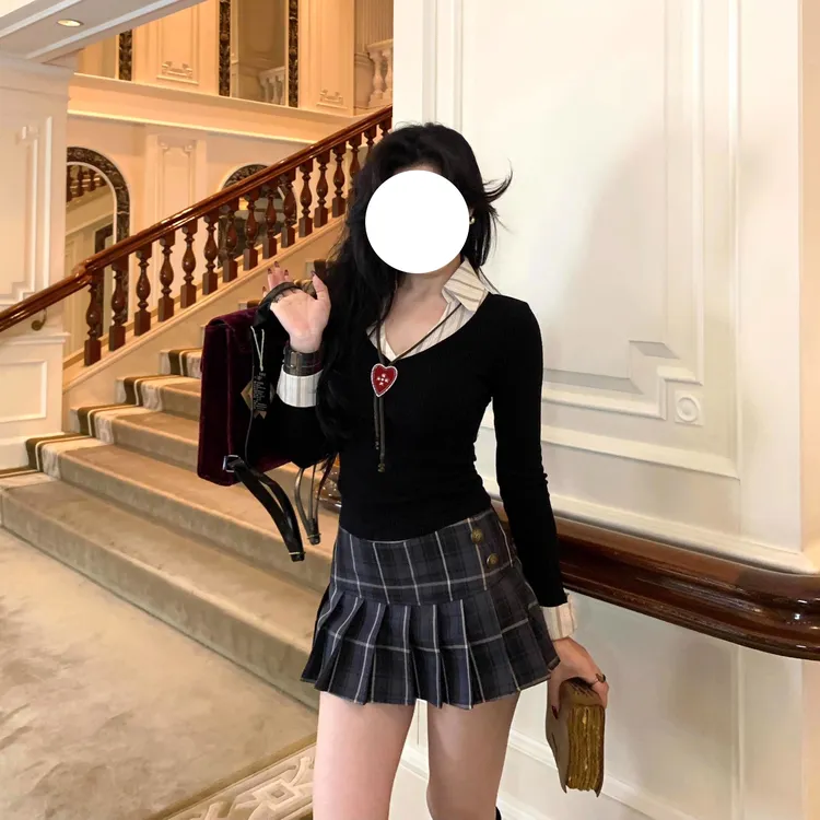 秋冬季两色百搭学院风短款百褶裙纯欲显瘦设计感半身裙自带安全裤