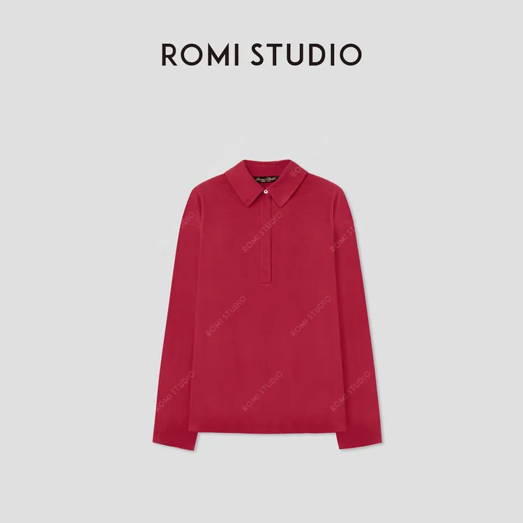 ROMI STUDIO“松弛随性”棉质无束缚感宽松polo领长袖T恤RWCASU5261