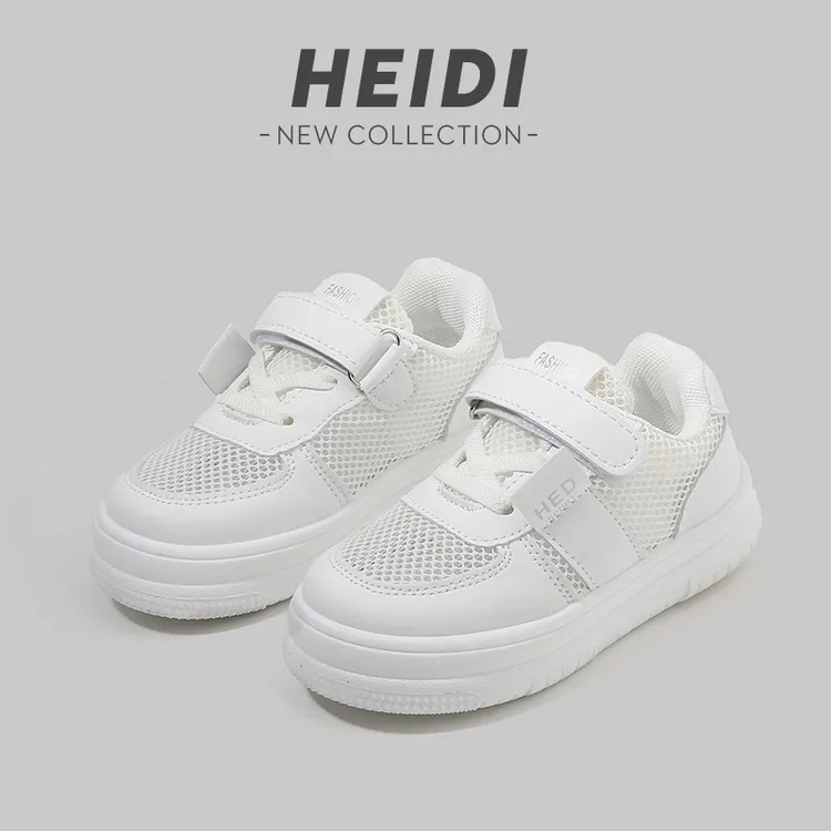 儿童小白鞋2025夏款男童运动鞋镂空网鞋女童休闲板鞋宝宝面包鞋单