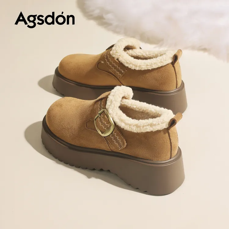 ~奥古狮登加绒勃肯鞋女2025新款冬季厚底雪地靴配阔腿裤大衣棉鞋W