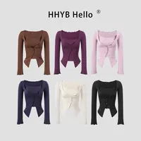 HHYB Hello韩系设计感圆领开衫长袖新款吊带两件套上衣250532套装