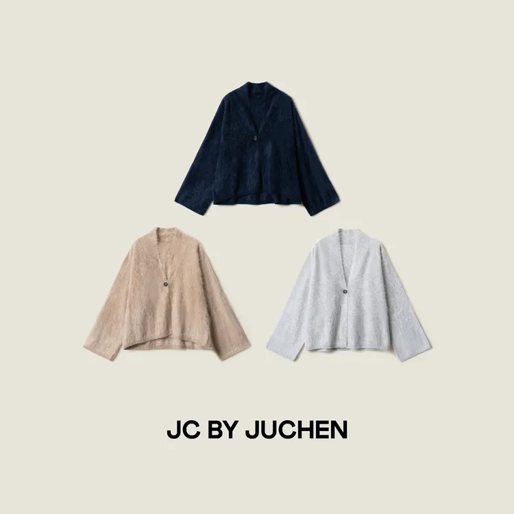 奢暖拉绒道袍皇室阿尔巴斯羊绒一粒扣V领针织开衫FW110001-93