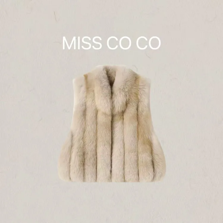 【COCO专属】竖条马甲狐狸毛洋气博主穿搭设计师外套
