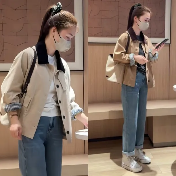 正版巴恩风设计感短款风衣外套女2025年秋季时尚洋气显瘦夹克上衣