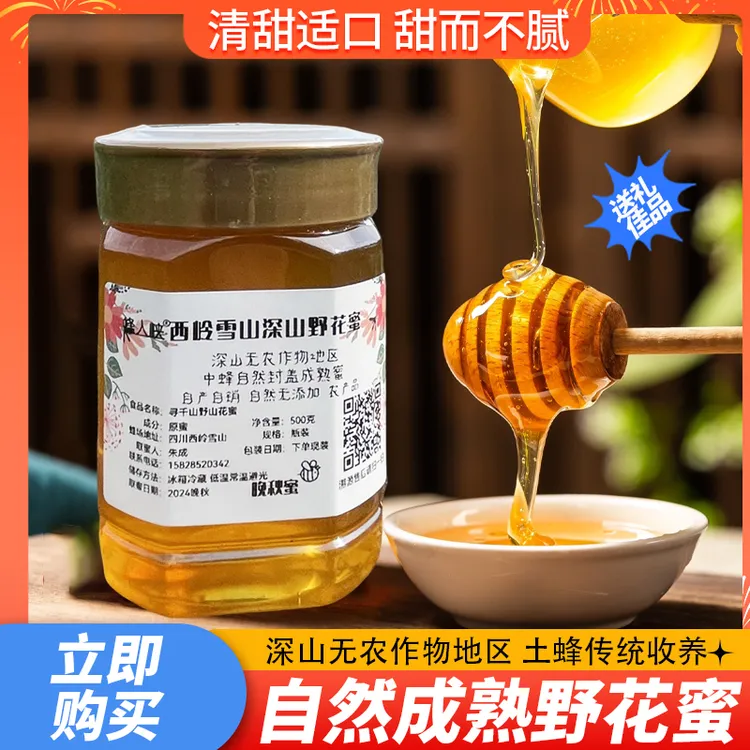 西岭雪山深山直采500克晚秋野山花土蜂蜜天然纯净好蜜送80g试吃装