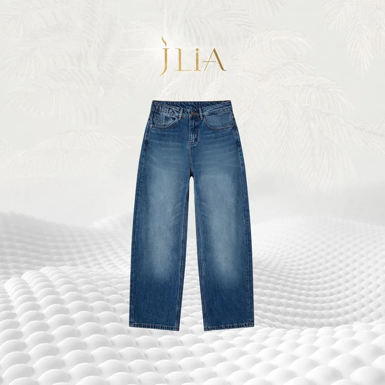 JLIA GOLD-8812 星雾蓝弯刀牛仔裤 修饰腿型宽松百搭休闲裤