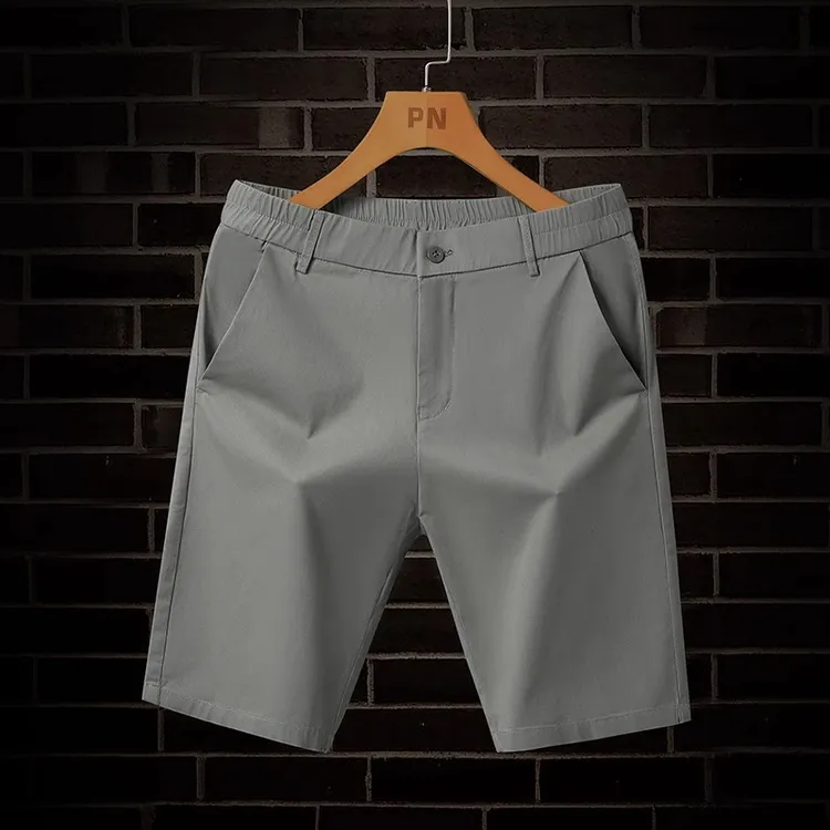 Cebrodz冰丝休闲短裤男夏季薄款系皮带棉质五分裤修身裤速干中裤